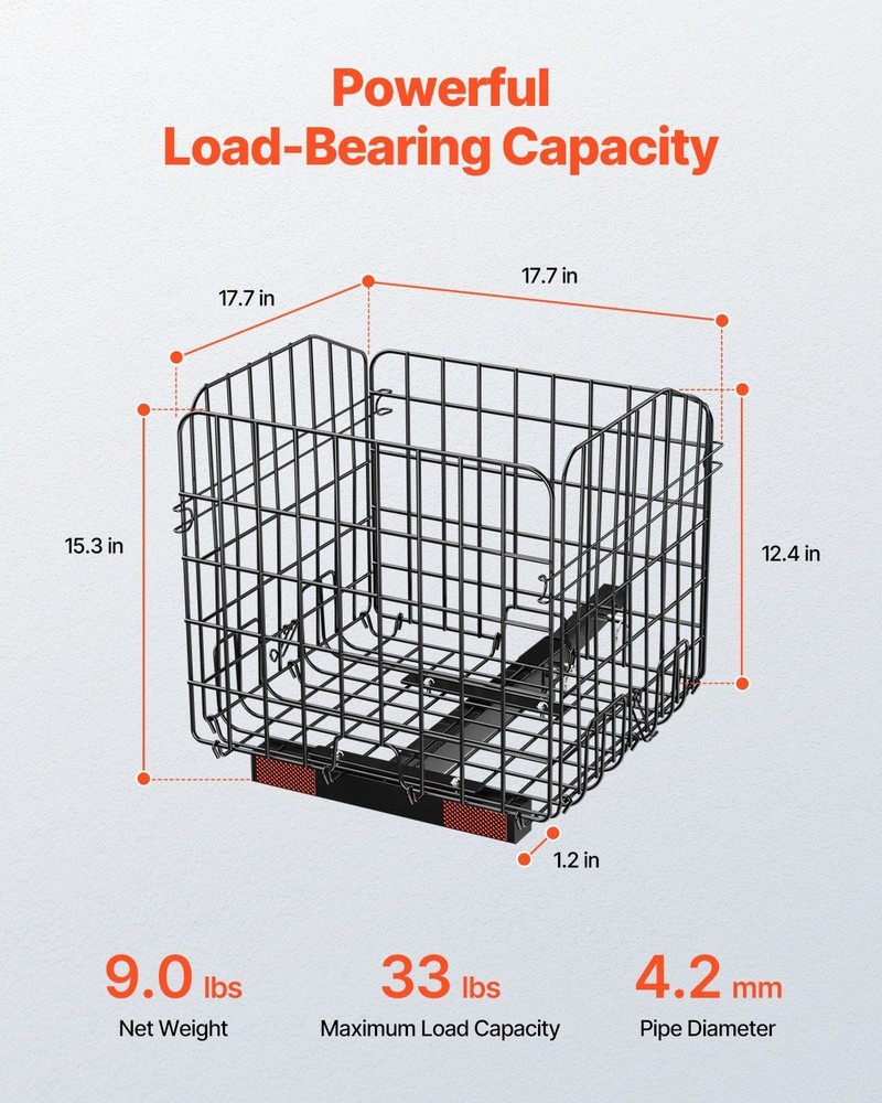 33lb Capacity Folding Wire Basket Lightweight Durable Design