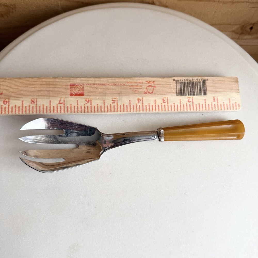 Vintage Serving Fork With Butterscotch Bakelite/Catalin Handle Art Deco