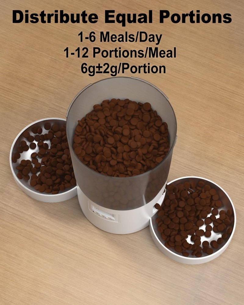 Automatic Cat Feeder 2 Cats 4.2L Dispenser Double Bowls Programmable Portion Voi