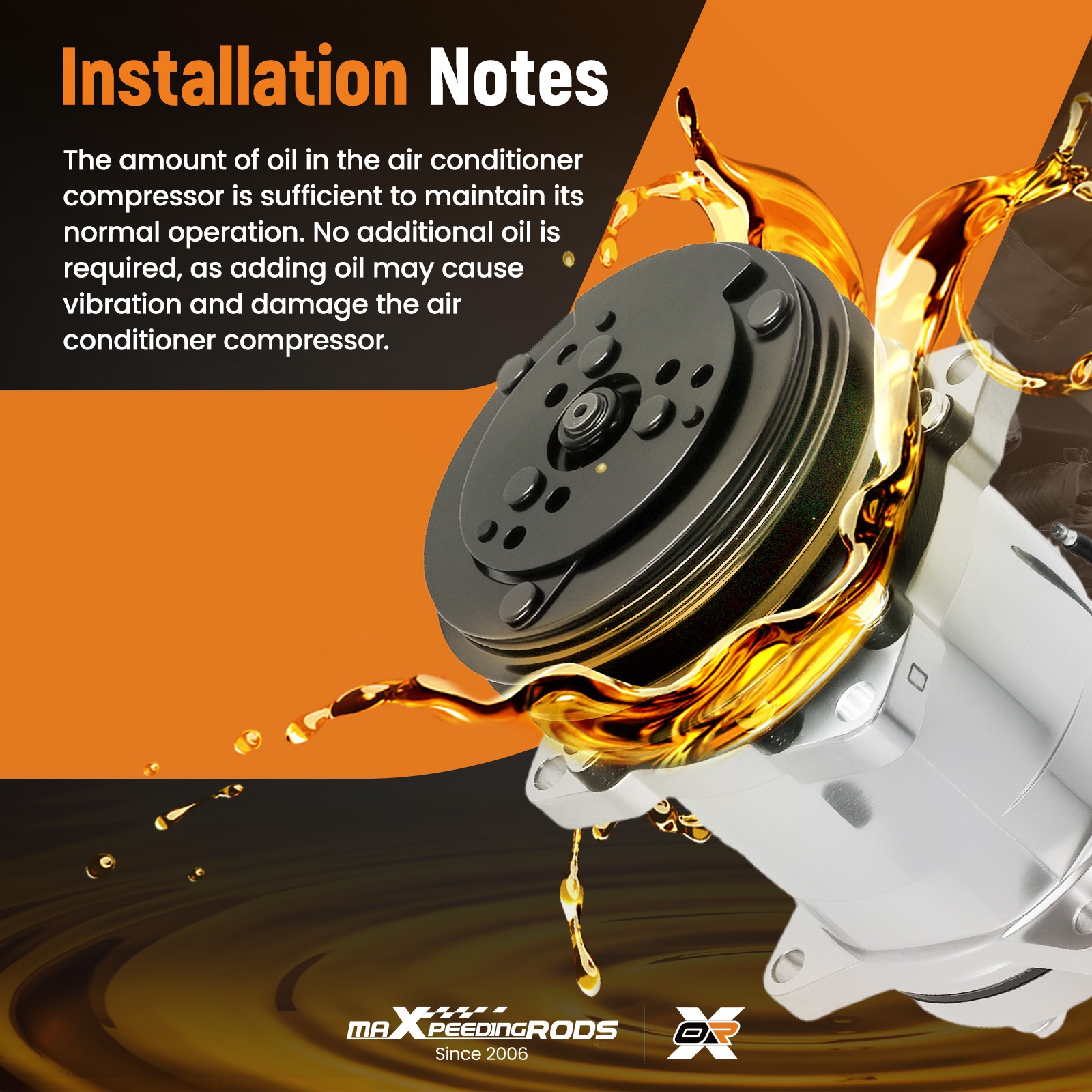 A/C Compressor w/ 2-Groove Pulley For Sanden 508 Style V-Belt 12V Chrome Black