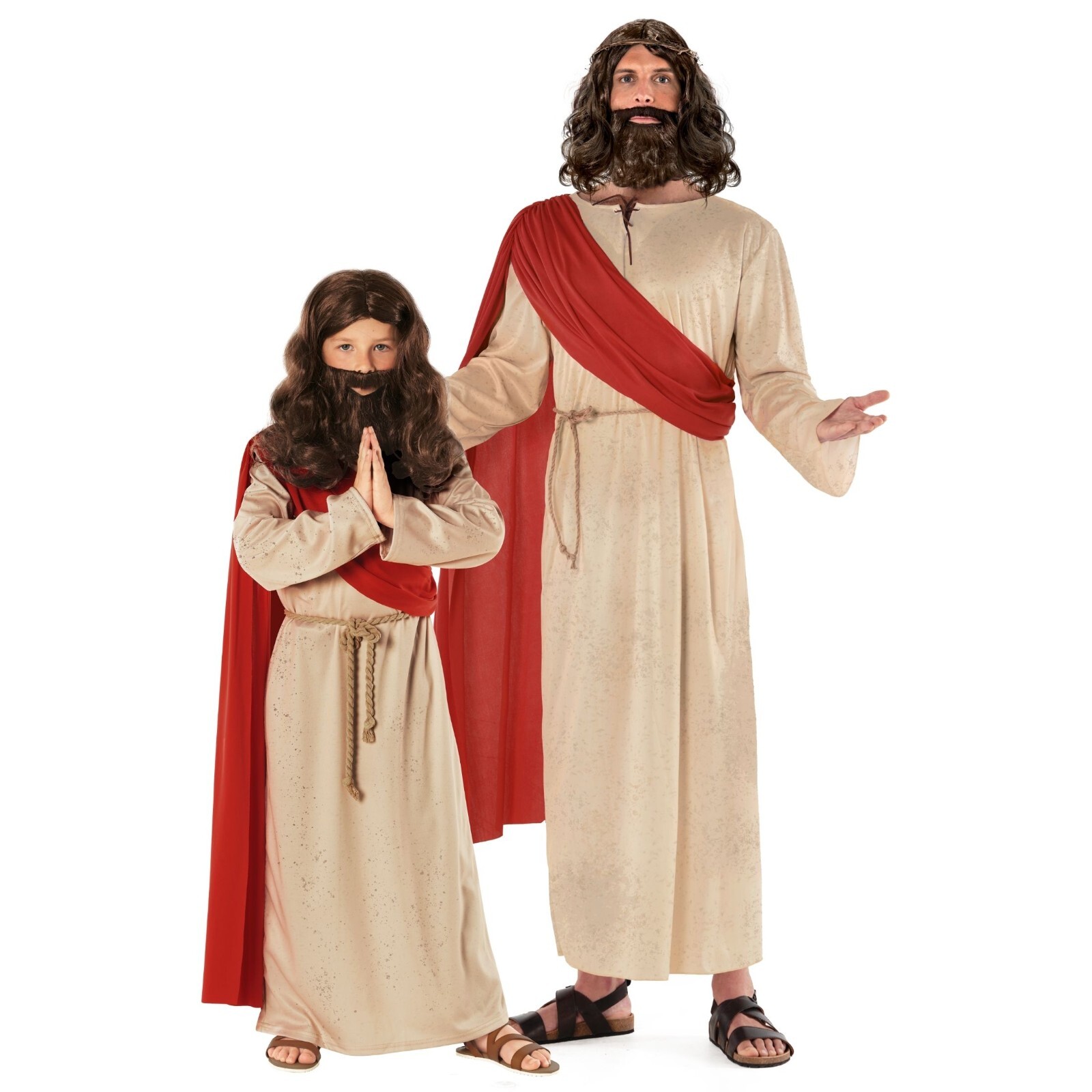 Kids Jesus Costume Boys Christ Robe + Sash Religious Biblical Nativity Play