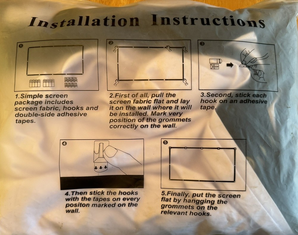Simple Projector Screen, Portable, Mdbebbron ~ Scale: 16:9, Size 120 Inches, NEW