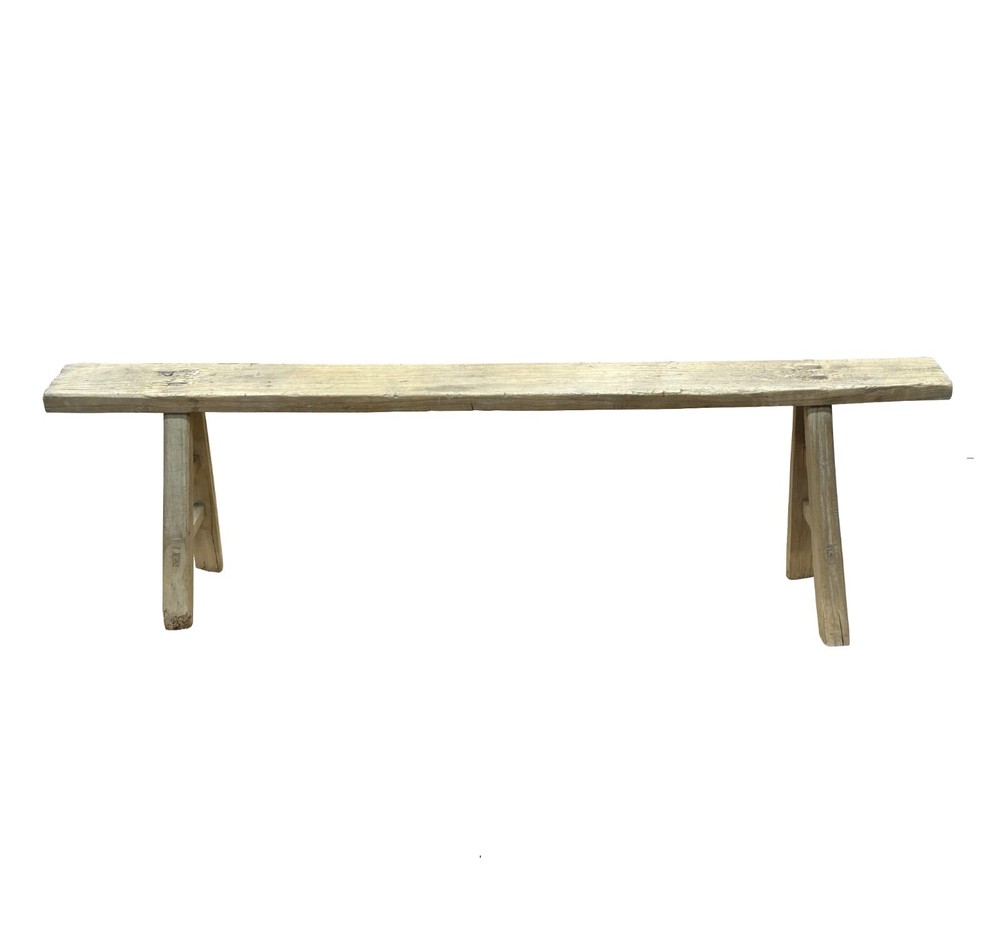 Raw Rough Wood Grain Rectangle Long Slim Stool Bench Side Table ws4641