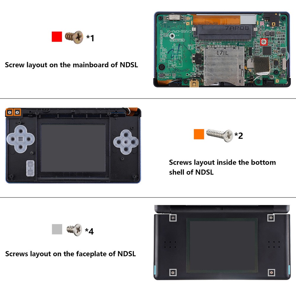 Replacement Full Shell Cover Screen Lens Buttons Tools For Nintendo DS Lite NDSL