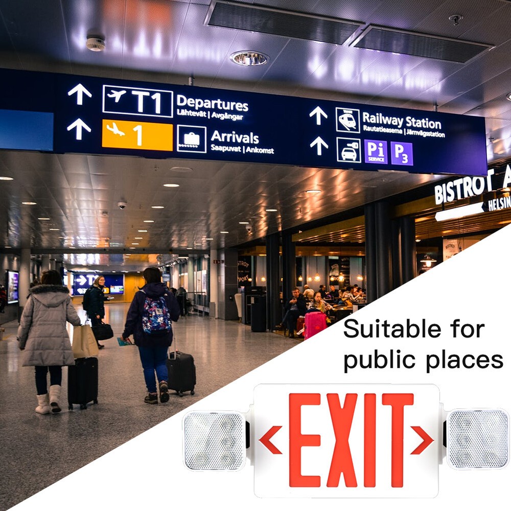 2 Pack Red LED Exit Sign, UL Emergency Light - Dual LED Lamp ABS Fire Resistance