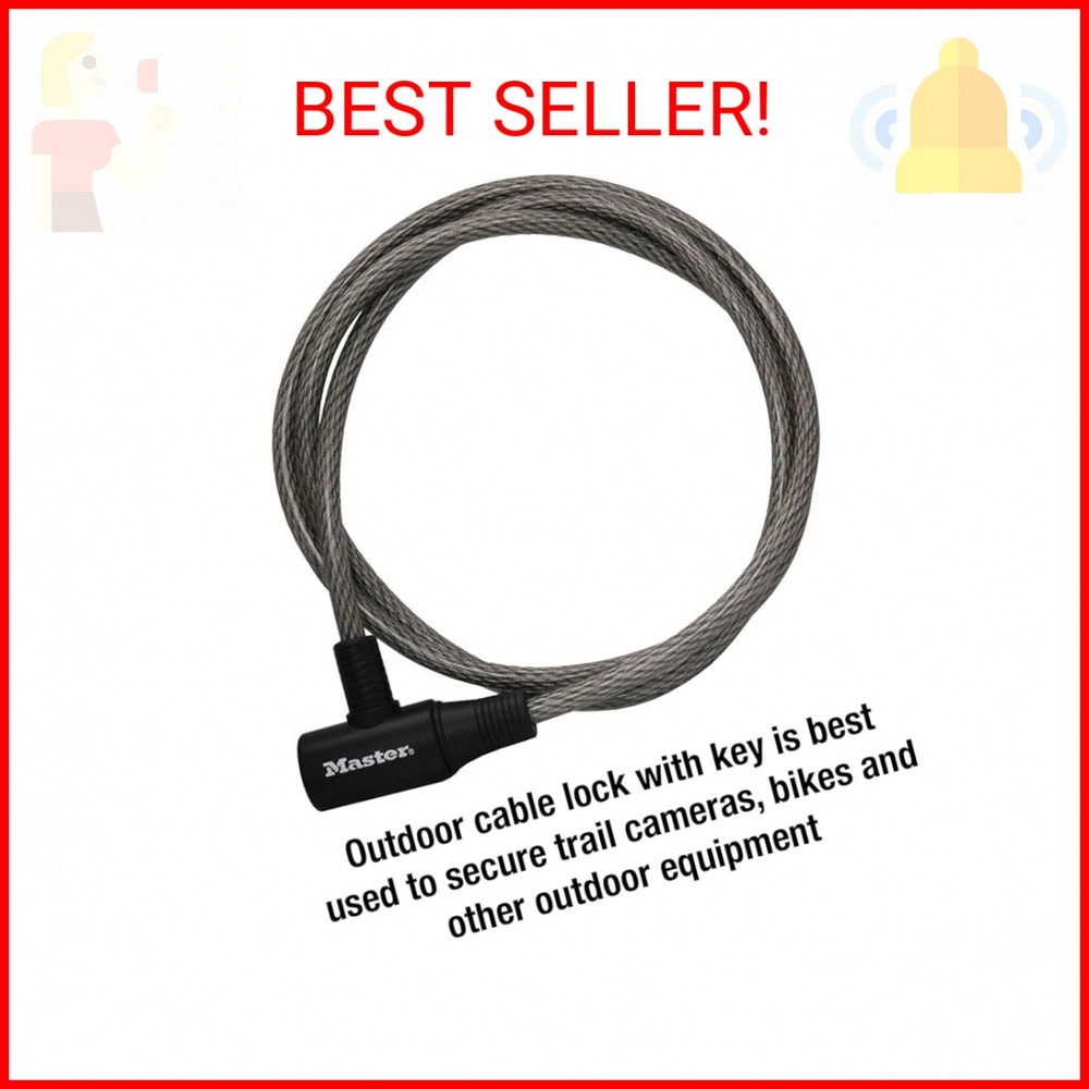 Master Lock Cable Lock, Keyed Bike Lock, 6 ft. Long, 8154DPF