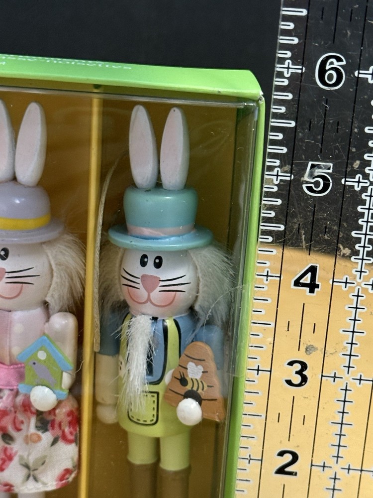 NIB Pier One Easter Bunny Wooden Decorative Nutcrackers