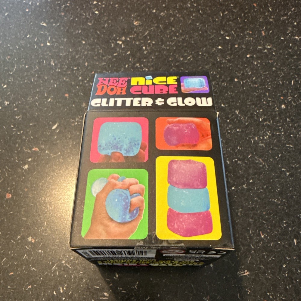 Schylling NeeDoh Nice Cube Glitter Glow Super Solid Squishy Sensory USA NEE DOH