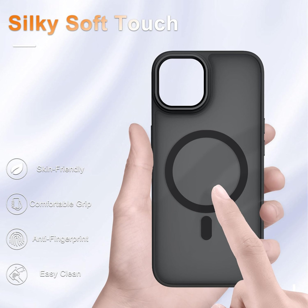 For iPhone 14/13 Case with Screen Protector Slim Magnetic Shockproof Cover