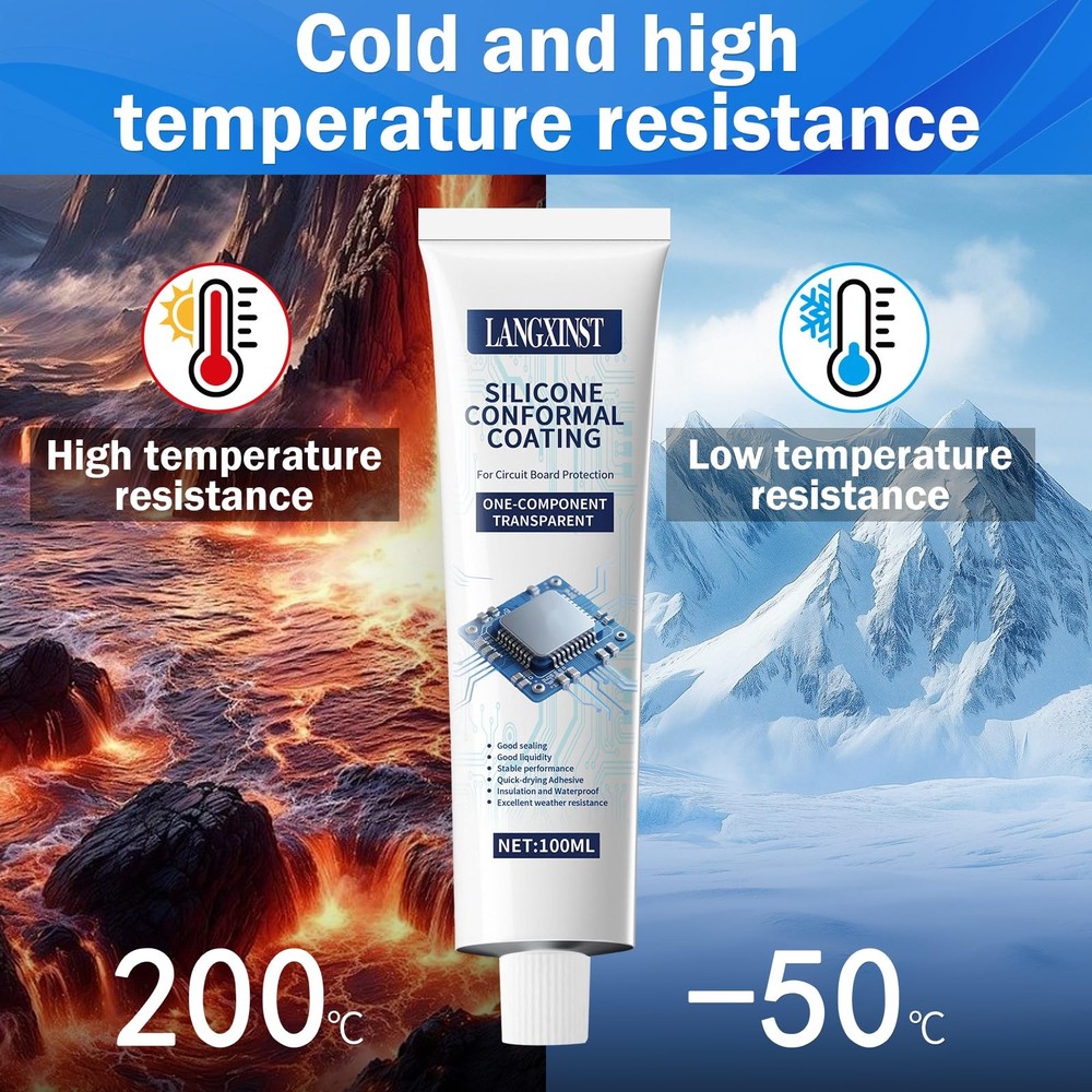 100ml Conformal Coating for Electronics, Silicone Adhesive 1 pack, Clear