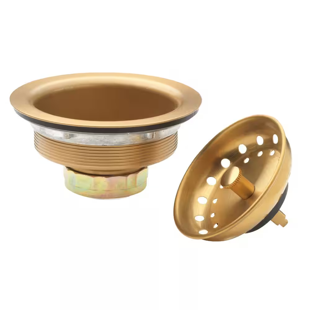 Fixed Post Kitchen Sink Strainer-Brushed with Gold Finish