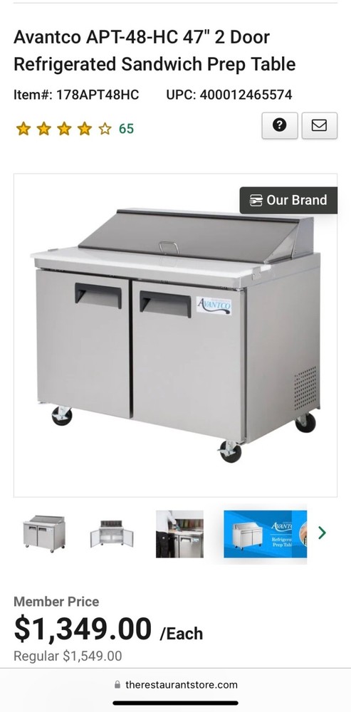 resturant equiptment unused Refrigerator, Deep Fryer, Prep Table