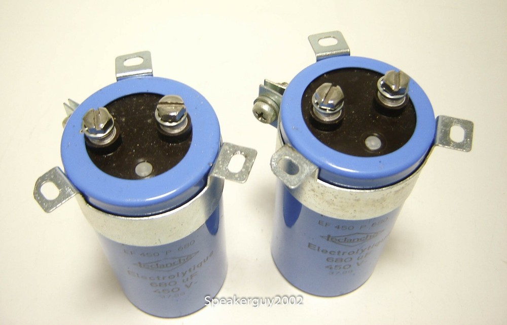 2X Leclanche 680 uf / 450 Volt Capacitors -- KT