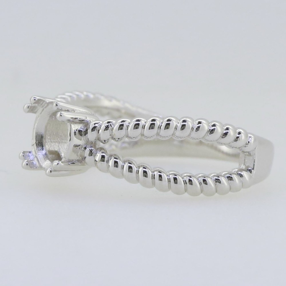 Sterling Silver Semi Mount Ring Setting Round RD 6.5x6.5mm Split Shank Rope