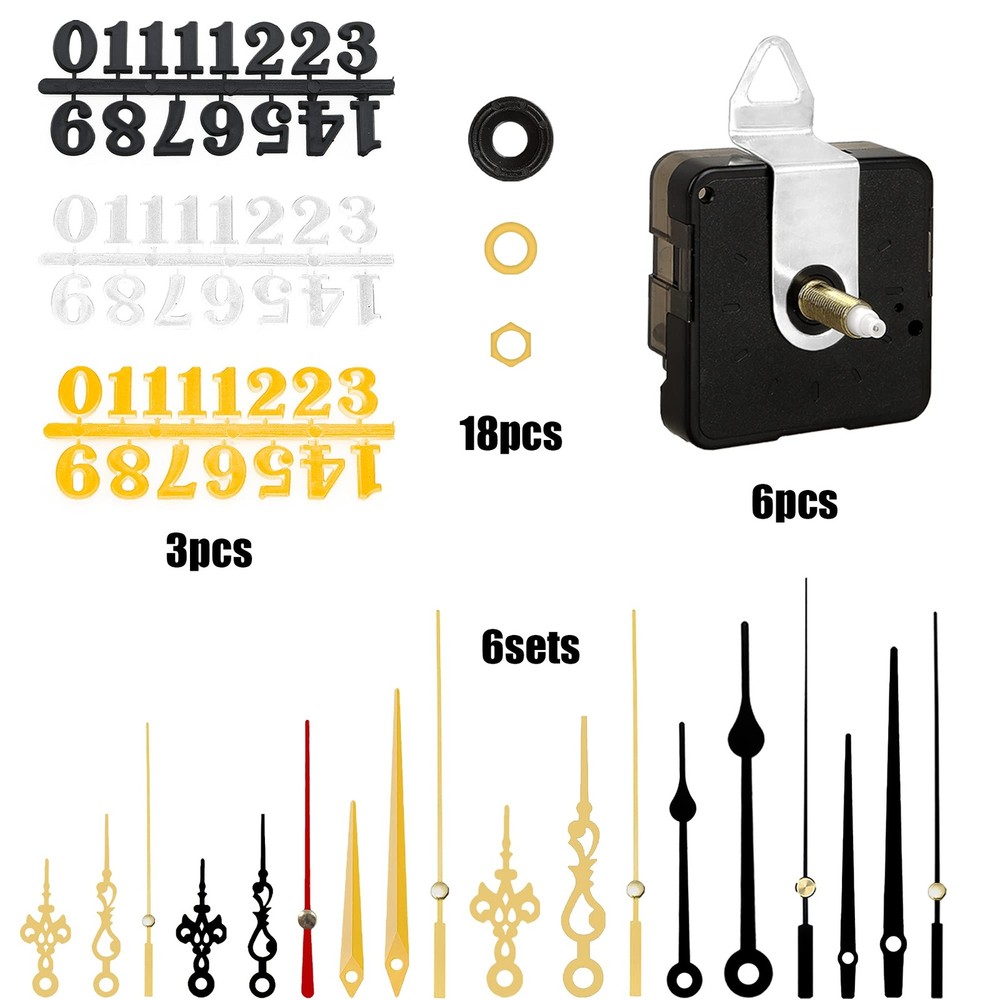6pcs High Torque Quartz Clock Movement Mechanism Replacement Clock Numerals K...