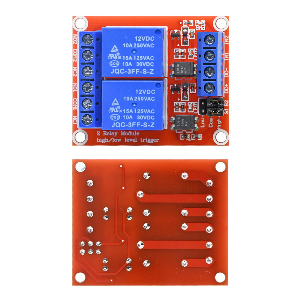 2-Channel 12V Relay Module Optocoupler High and Low Level Trigger