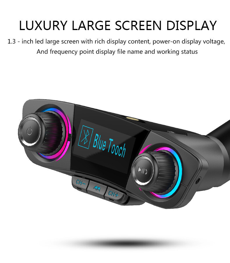 Wireless FM Transmitter Modulator Bluetooth 4.0 Handsfree Car MP3 Player USB LED
