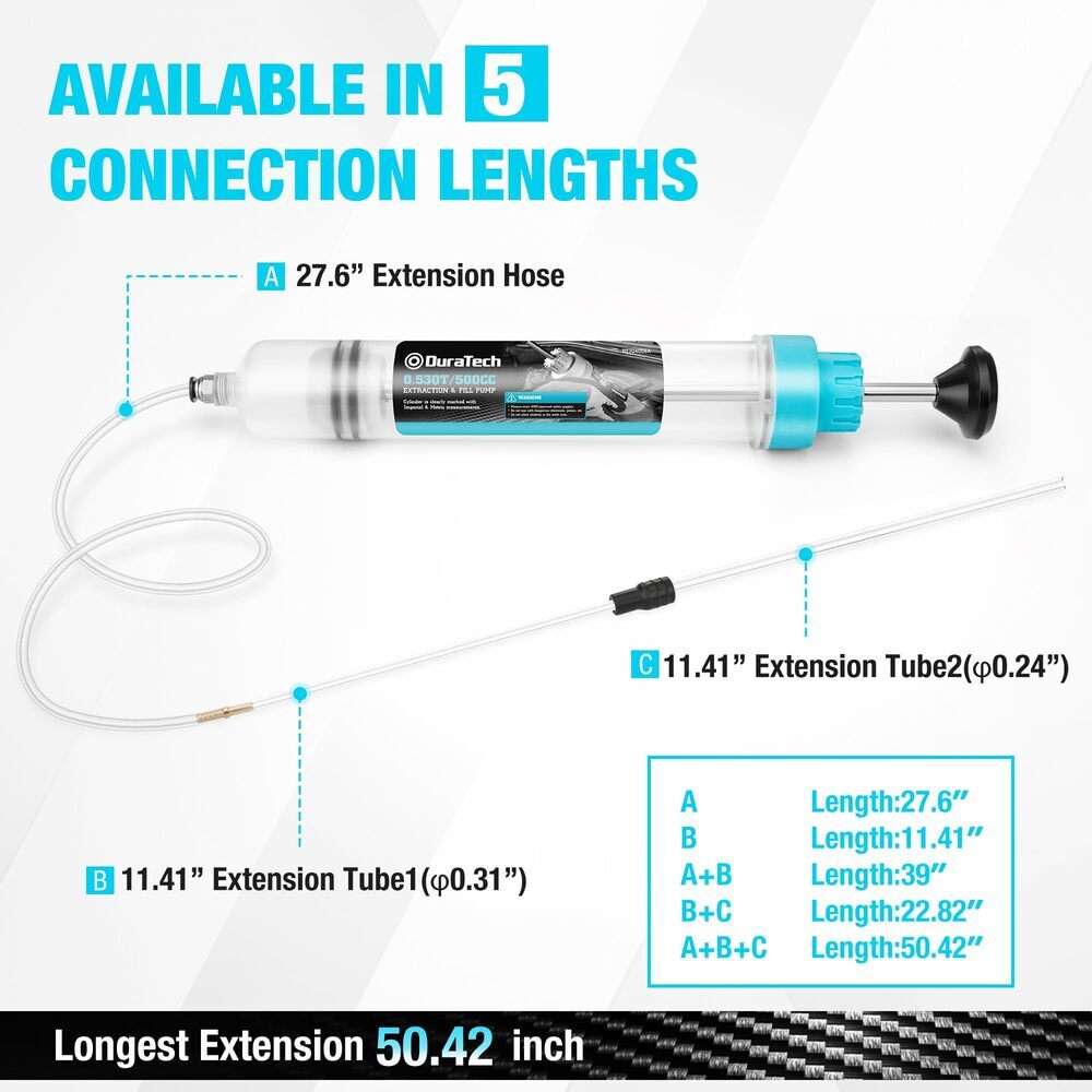 DURATECH 500CC Fluid Extractor Oil Extractor Long Hose Brake Fluid Extractor NEW