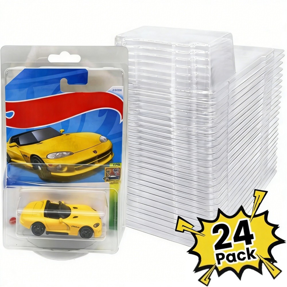 24Pack Clear Protector Case Plastic Display Fit For Hot Wheels & Matchbox Basic