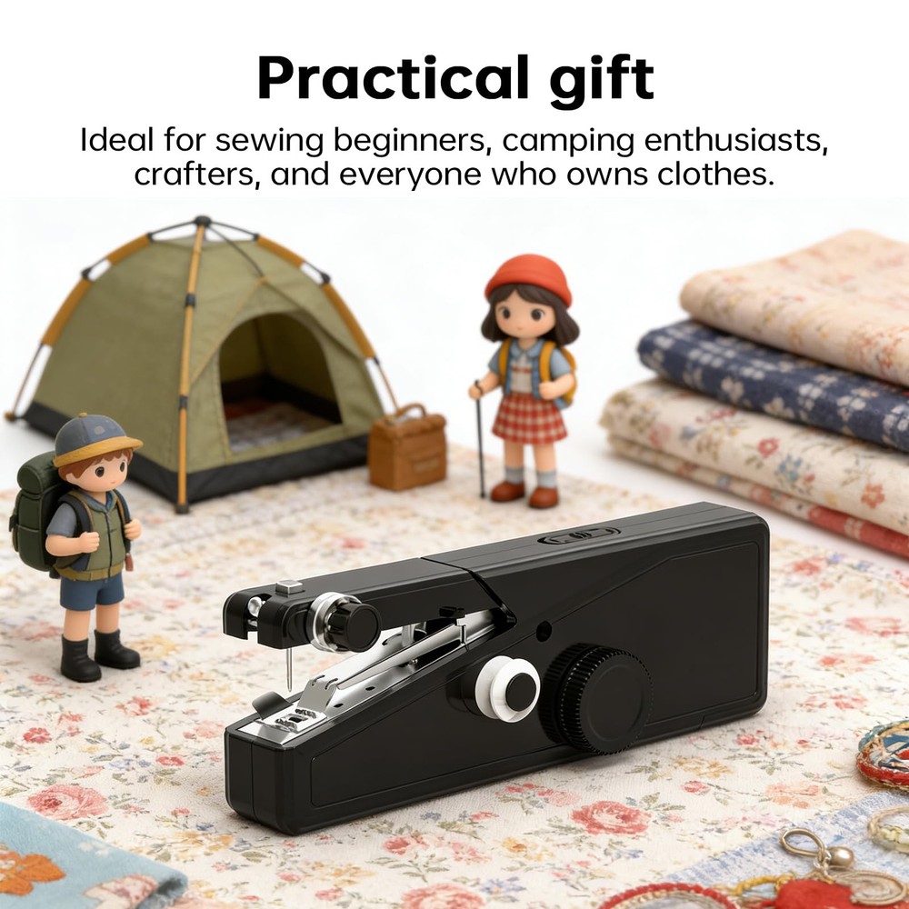 Portable Handheld Sewing Machine for Beginners Mini Cordless Sewing Kit Black
