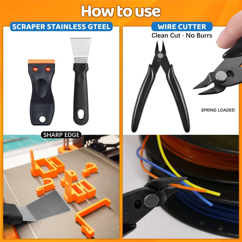 50Pcs 3D Printer Tool Kit & Accessories for All FDM/SLA Printers, Includes No...