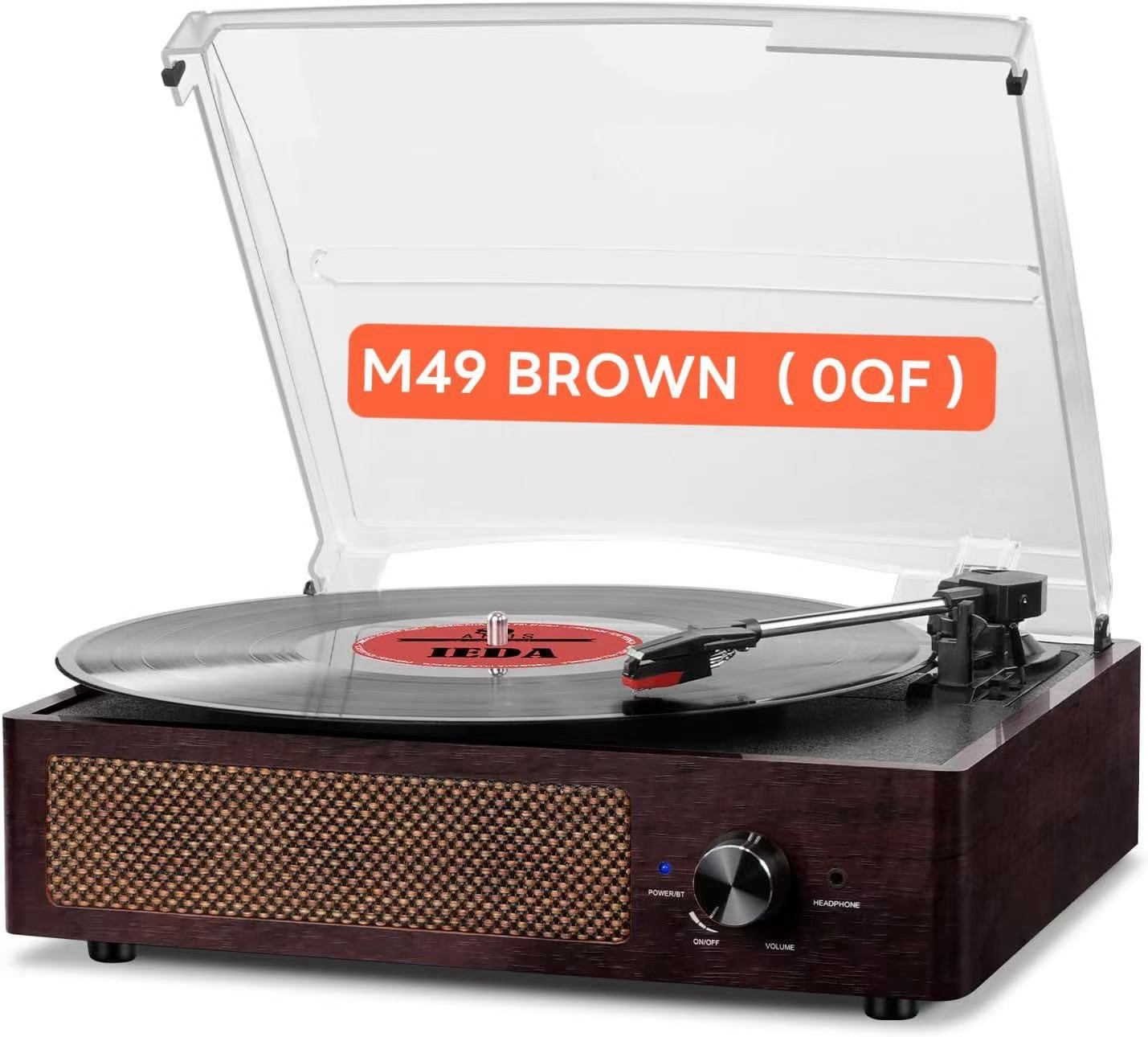 Vinyl Record Player Turntable Bluetooth 3 Speed Built-in Speakers Retro Portable