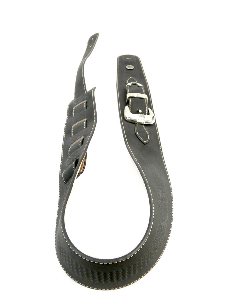 D'Addario Black, Genuine Leather Adjustable Guitar Strap