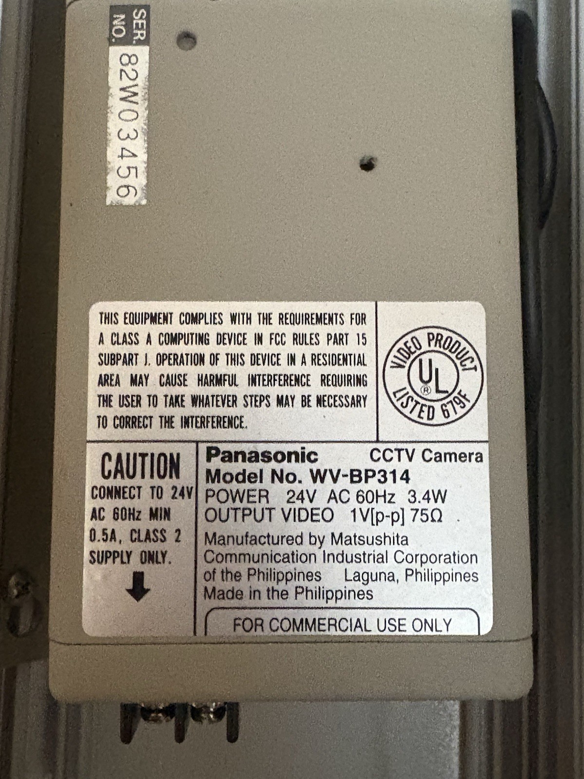 Pelco Camera Enclosure Mount & Panasonic WV-BP314 CCTV Camera - FREE SHIP