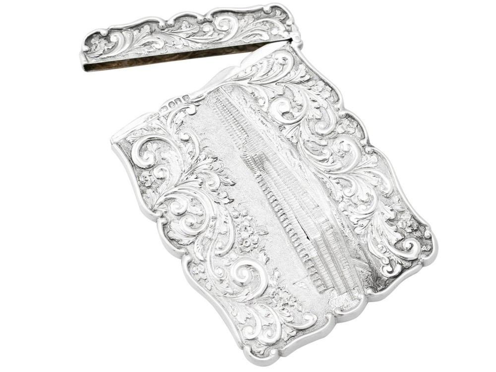 Antique Victorian Sterling Silver Card Case 1850