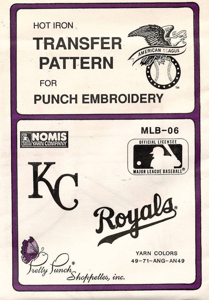 1980's VTG Punch Embroidery Royals Transfer Pattern MLB-06