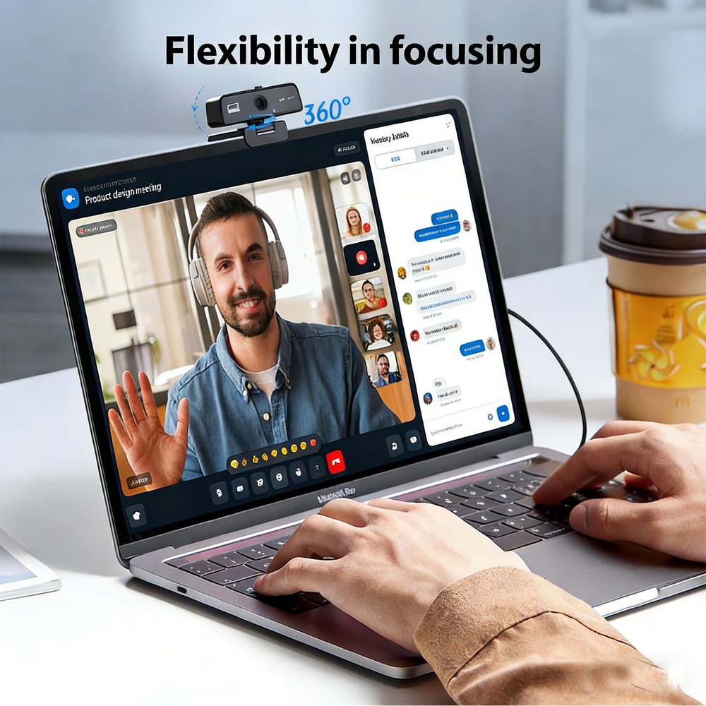 4K Webcam with Microphone for PC USB Web Camera Auto Focus,Noise Cancell,Plug &