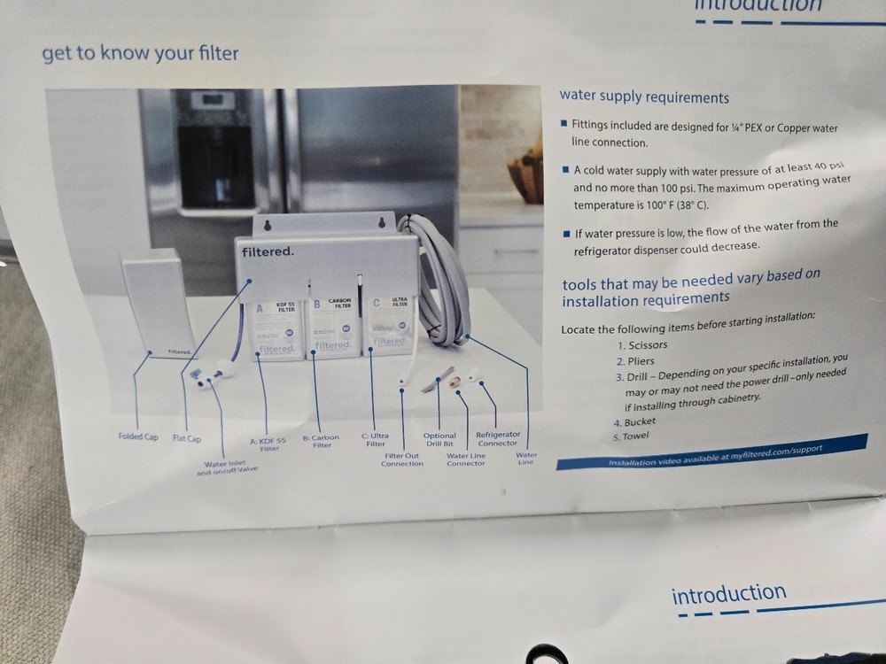 Inline Water Filter System For Refrigerators and Ice Makers - Easy Install