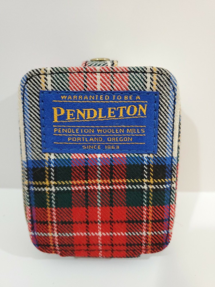 Pendleton Red Plaid Travel Clock 100% Wool Shell