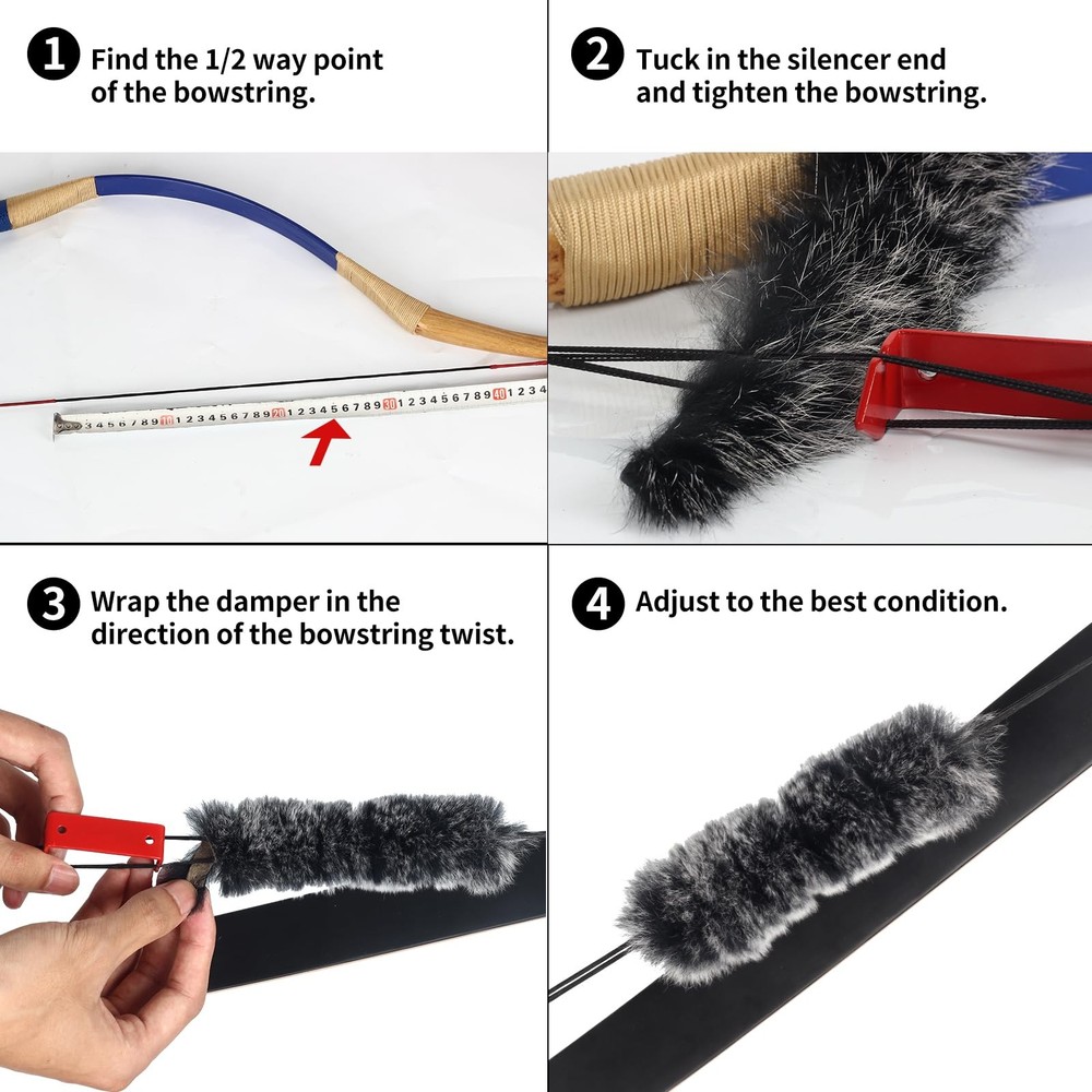 SOPOGER Archery Bow String Silencers - 2 Pair Rabbit Fur String Dampener & St...