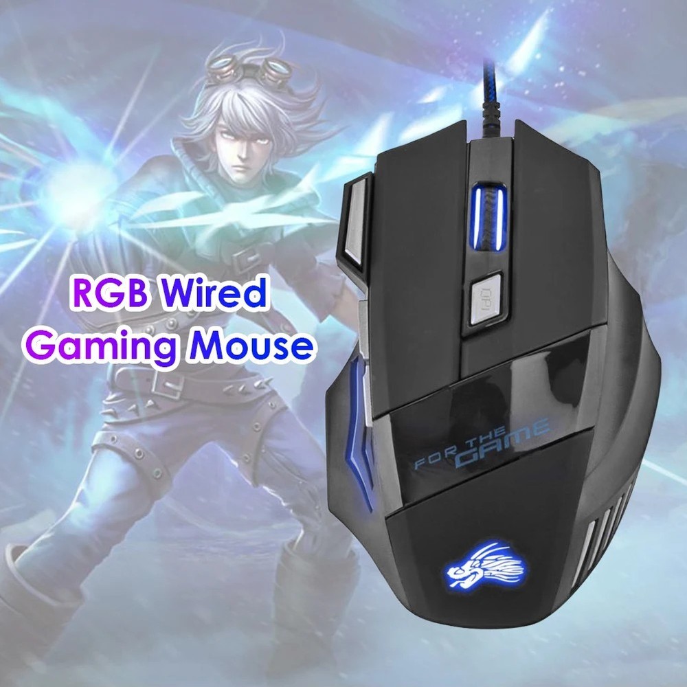 Gaming Mouse 7 Button USB Wired LED Breathing Fire Button 5500 DPI Laptop PC