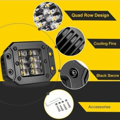 5" Flush Mount LED Work Lights Backup Reverse Bumper Off-Road Driving Cube Pods