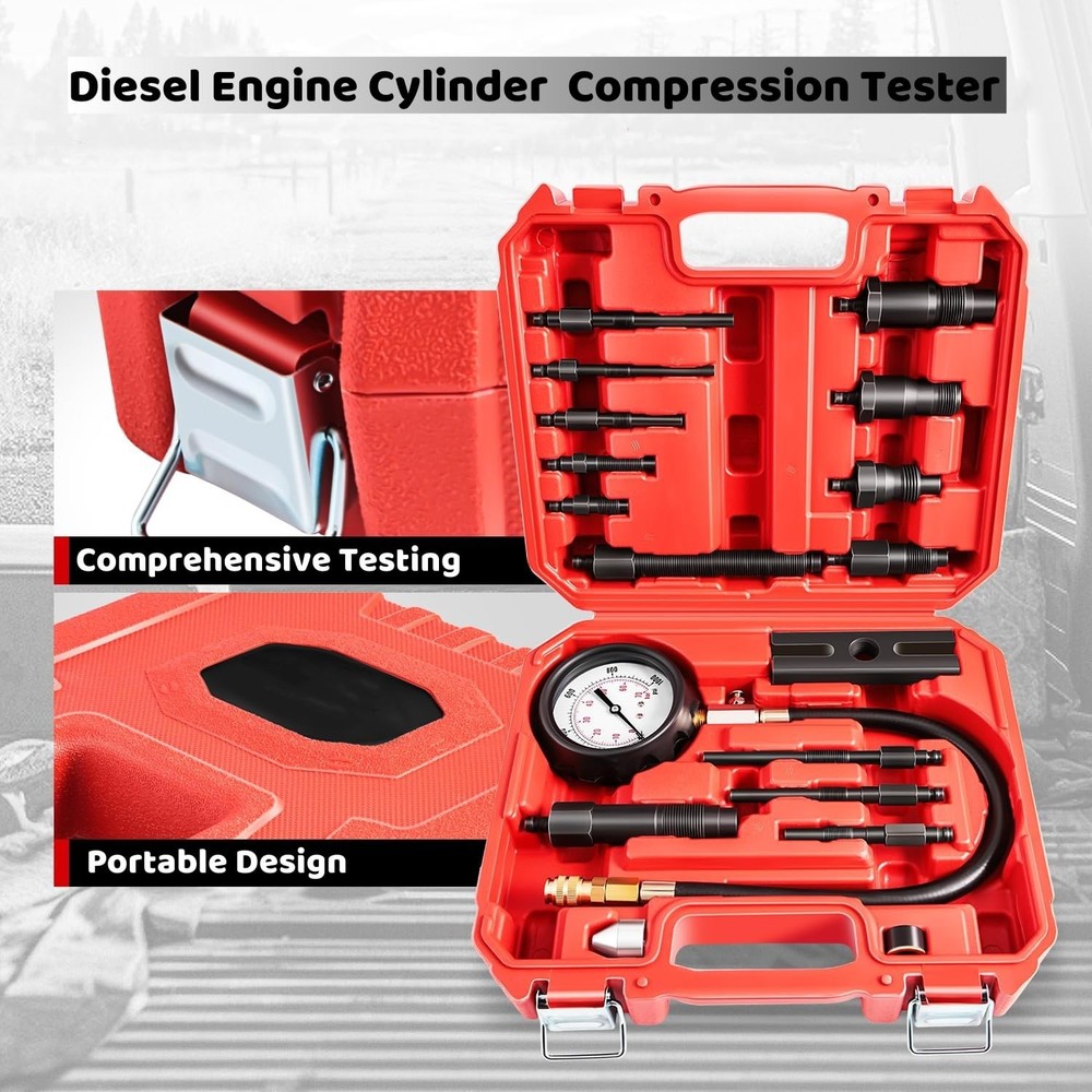 Diesel Engine Cylinder Compression Tester Pressure Test Tool Kit Direct Indirect