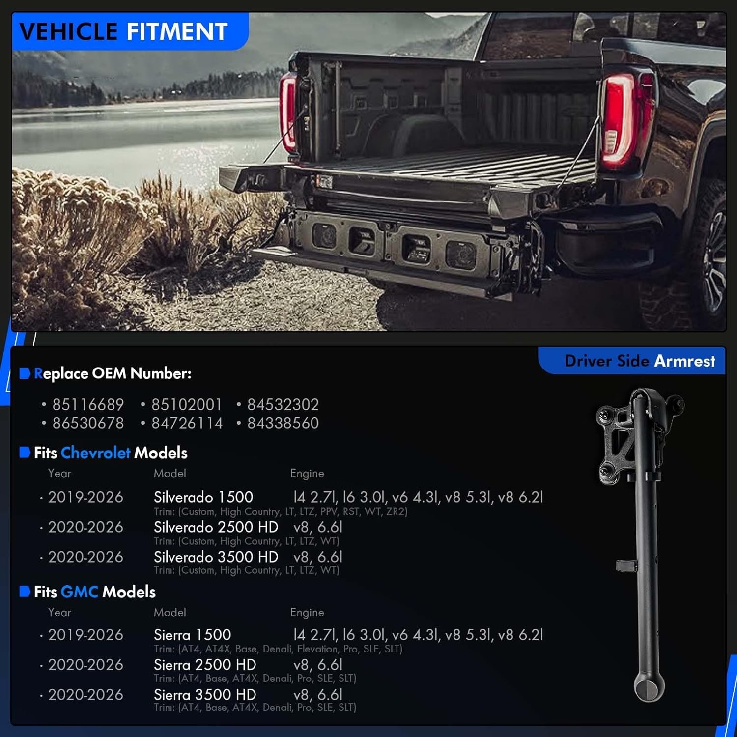 For 2019-2026 Silverado Sierra HD Tailgate Assist Step Handle Bracket 84338560