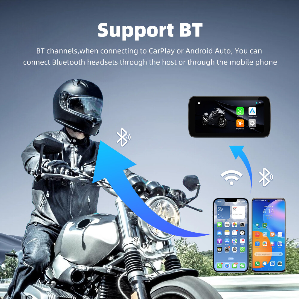 6.25"Portable Linux Motorcycle Navigation Wireless Carplay BT IP67 GPS 800nits