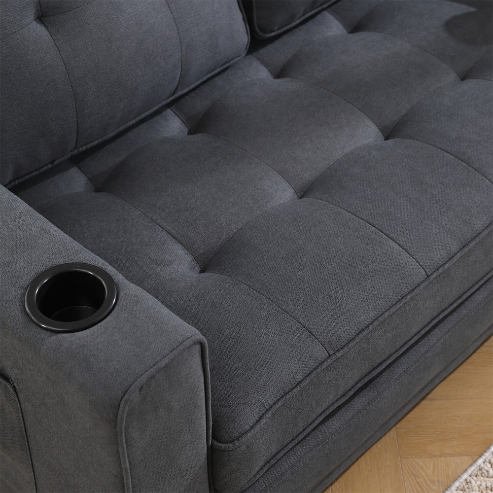 Convertible Sofa Bed Loveseat Futon Sofa Couch with Pull-Out Bed Dark Gray US