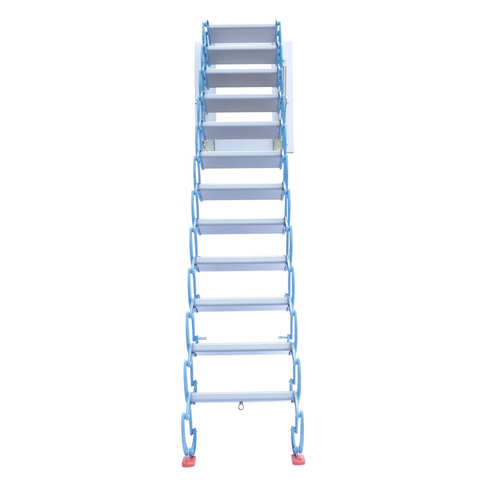 10.2ft Attic Ladder Wall-Mount 12 Steps Folding Ladder Pull Down Stairs 1100lbs