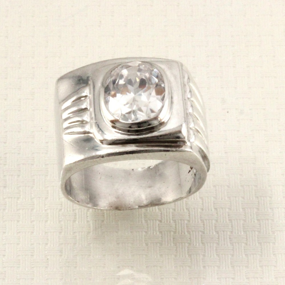 Solid Sterling Silver .925 Handmade Cubic Zirconia Solitaire Ring TPJ