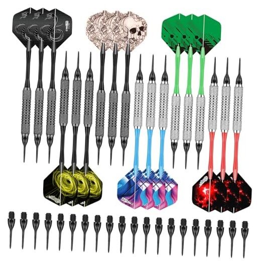 Darts Plastic Tip - 18pcs Soft Tip Darts Set for Electronic Dart Board