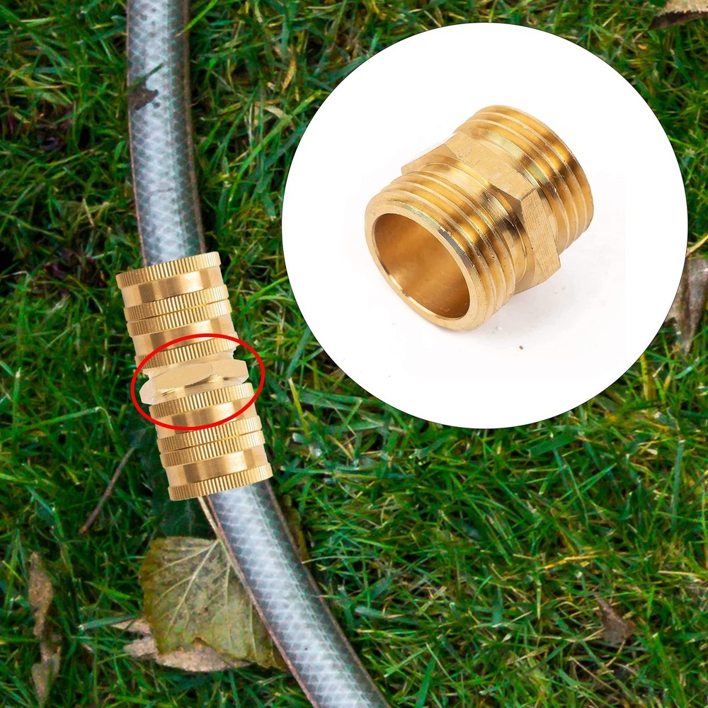 3/4 Inch Male Hose Adapter - Solid Brass Connectors, 2 Pack with Washers
