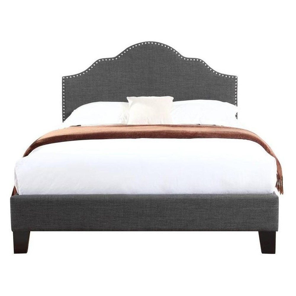 MADISON Complete Upholstered King Bed; Charcoal