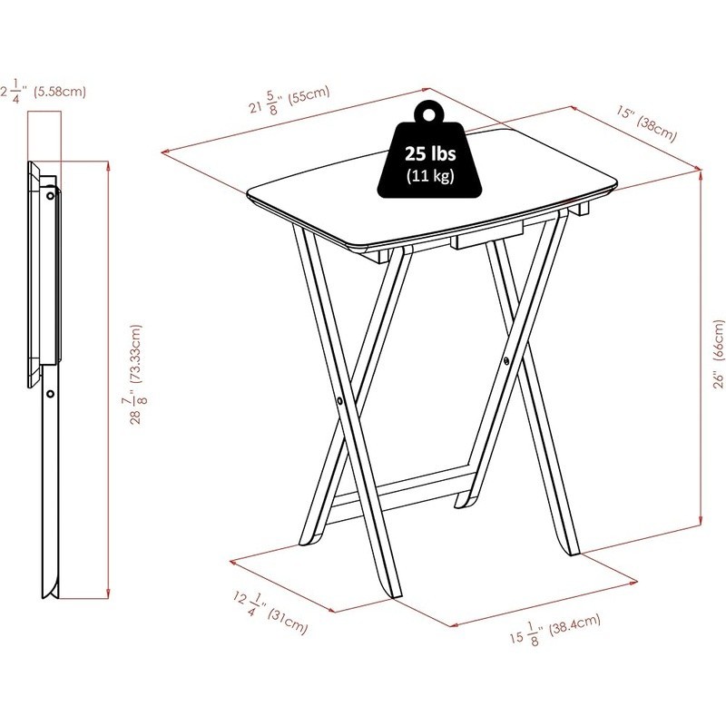 2-Piece Folding Tables Set Rectangular Smooth Edges Easy Storage Fully Assembled