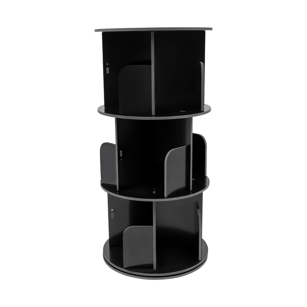 3-tier Spinning Bookcase Storage Rack 360° Rotating Book Shelf Space Saving