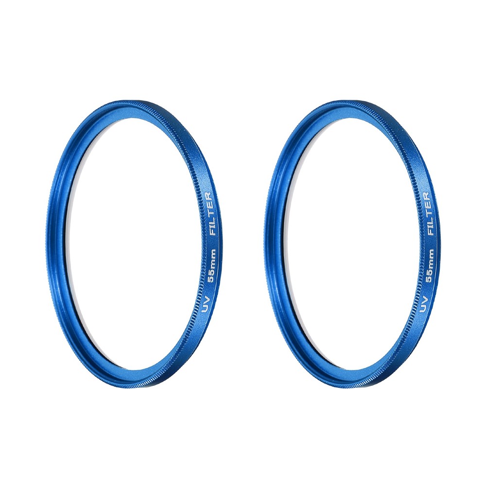 2Pcs 55mm Ultra Slim Lens Filter Multi Coating Camera Len Filter, Blue