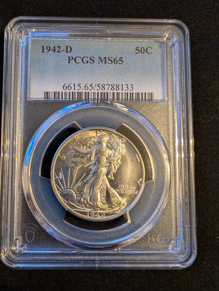 1942-D Walking Liberty Half Dollar, Graded, MS-65
