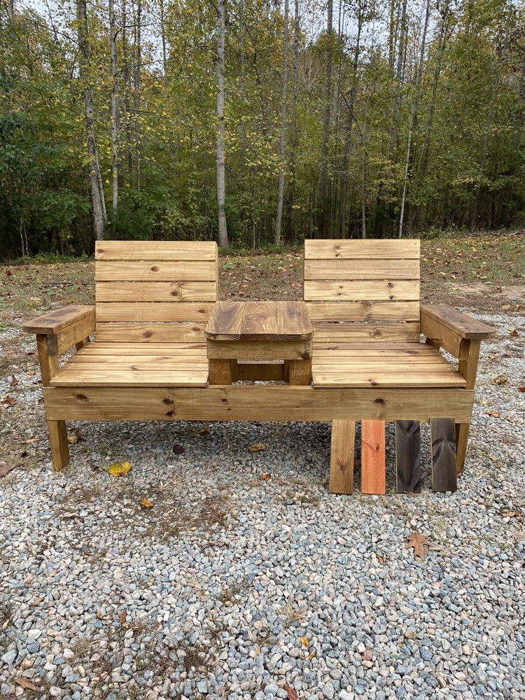 Wooden Bench With Table